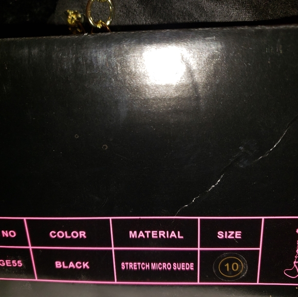 Black Knee High Chain Fur Suede Boots - Picture 4 of 4